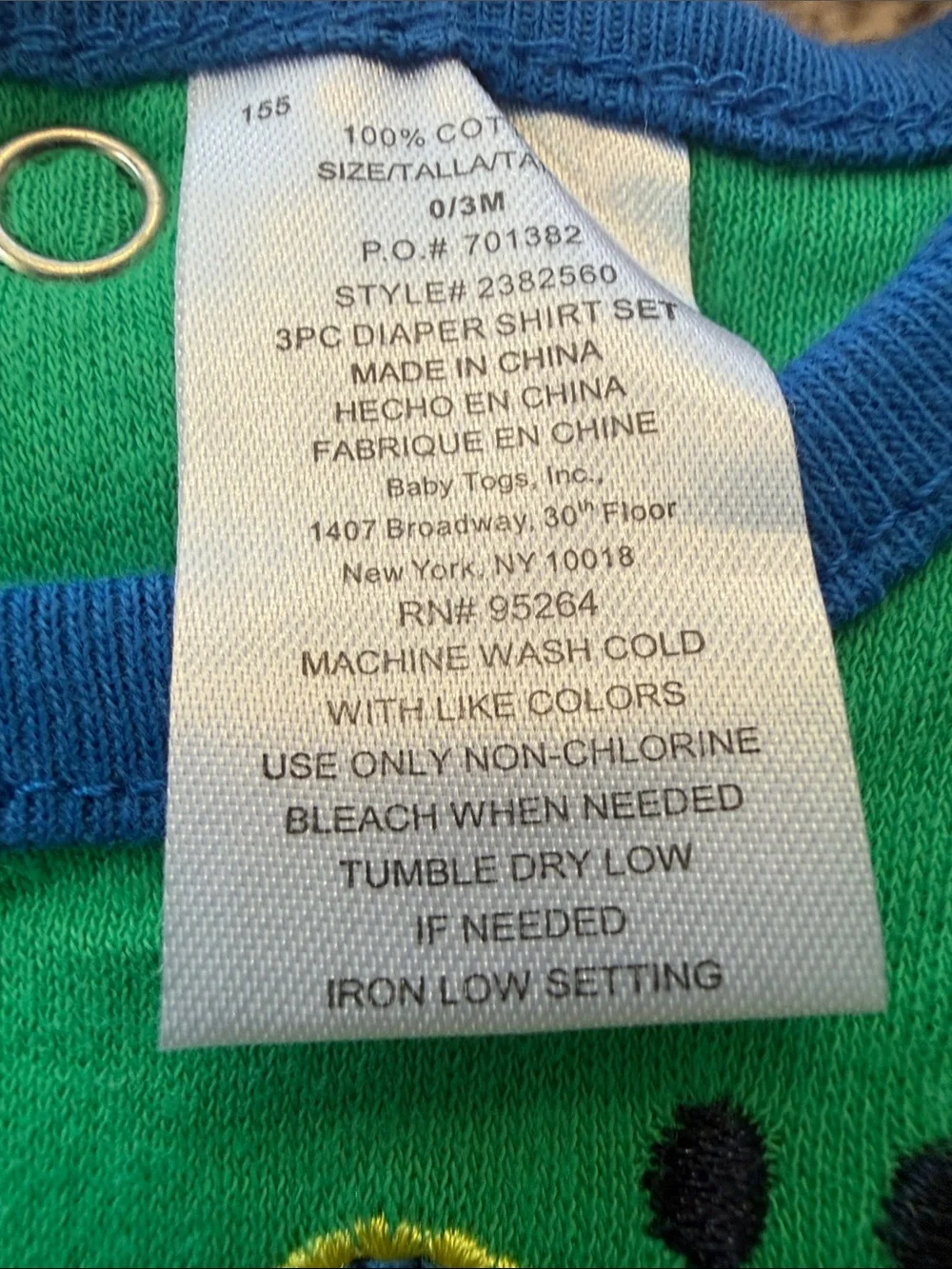 New Vintage multicolored Baby Togs cotton 3pc set